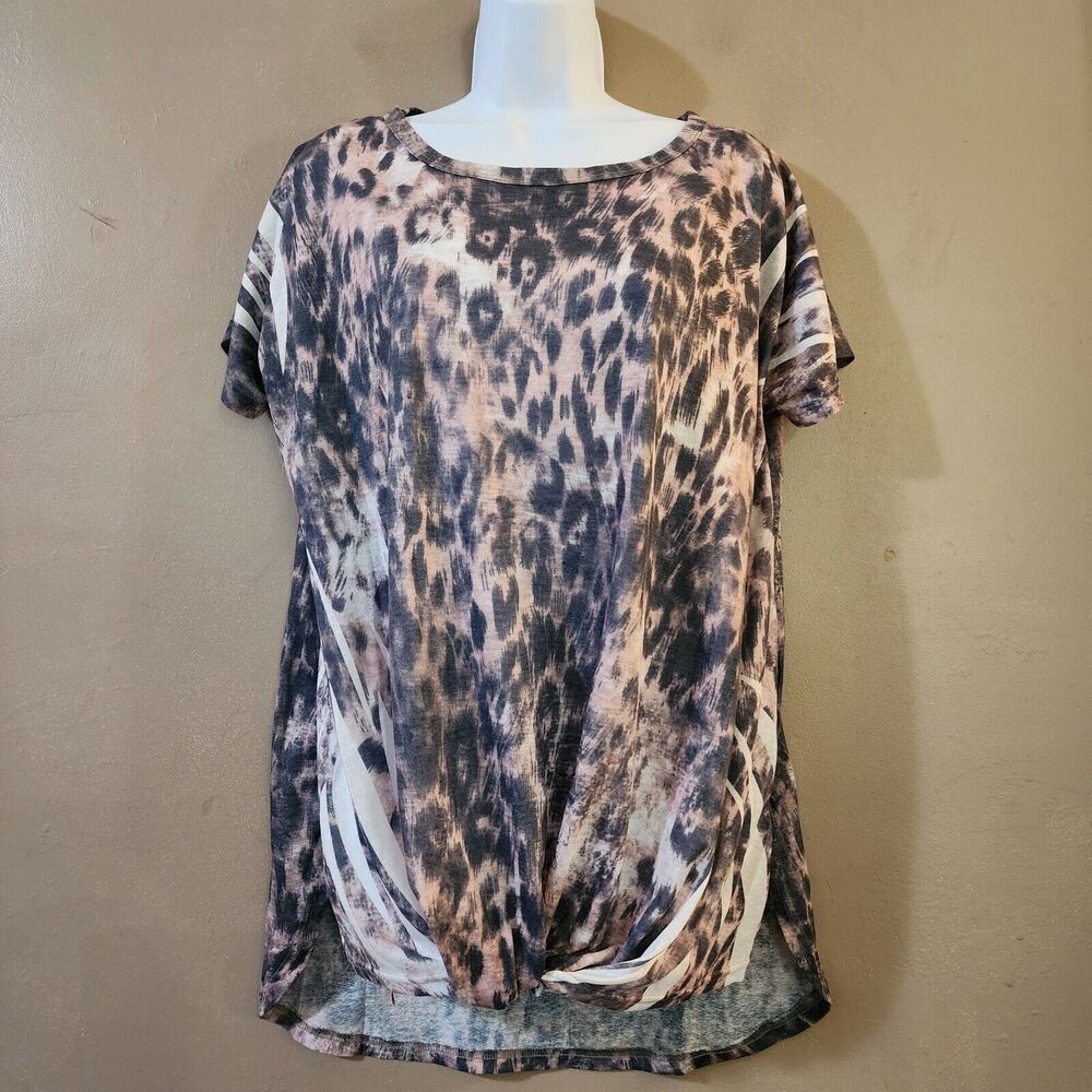 Weekend Suzanne Betro Womens Pullover Tunic Tee Size M Dolman Knotted Hem Top